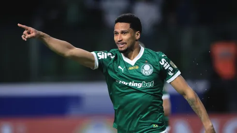Murilo jogador do Palmeiras comemora seu gol durante partida contra o Bolivar