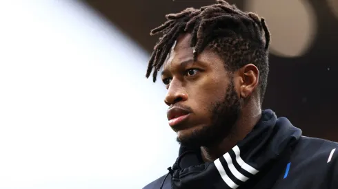 Fred of Manchester United warms up during the Premier League match between Wolverhampton Wanderers and Manchester United at Molineux on December 31, 2022 in Wolverhampton, England.