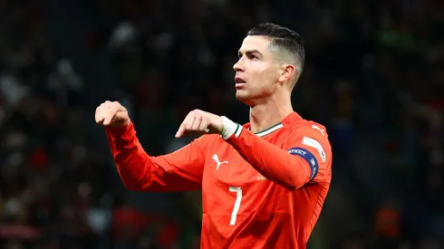 LISBON, PORTUGAL – MARCH 23: Cristiano Ronaldo of Portugal celebrates scoring his team's second goal during the UEFA Nations League Quarterfinal Leg Two match between Portugal and Denmark at Estadio Jose Alvalade on March 23, 2025 in Lisbon, Portugal. (Photo by Carlos Rodrigues/Getty Images)