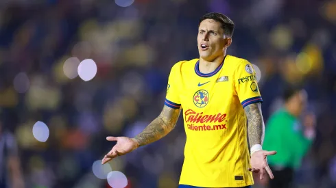 Brian Rodriguez of America gestures during the 14th round match between America and Monterrey as part of Torneo Apertura 2024 Liga MX at Estadio Ciudad de los Deportes on October 27, 2024 in Mexico City, Mexico.