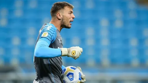 Gabriel Grando goleiro do Gremio durante partida contra o Flamengo no estadio Arena do Gremio pelo campeonato Brasileiro A 2021.
