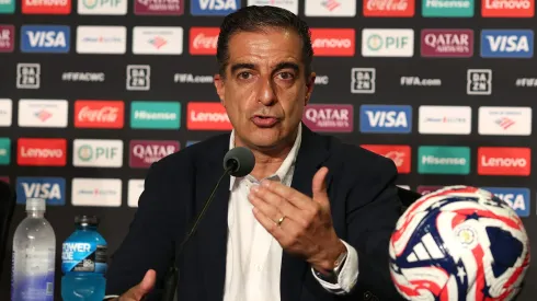 PASADENA, CALIFORNIA – JUNE 18: Botafogo head coach Renato Paiva faces the media during the Press Conference ahead of their FIFA Club World Cup 2025 match against Paris Saint Germain at Rose Bowl Stadium on June 18, 2025 in Pasadena, California. (Photo by Stu Forster/Getty Images)