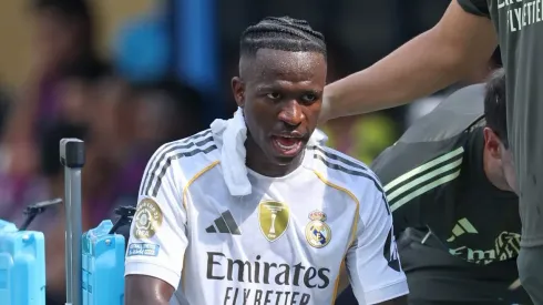 Vini Jr durante Real Madrid x Pachuca. (Photo by Richard Pelham/Getty Images)