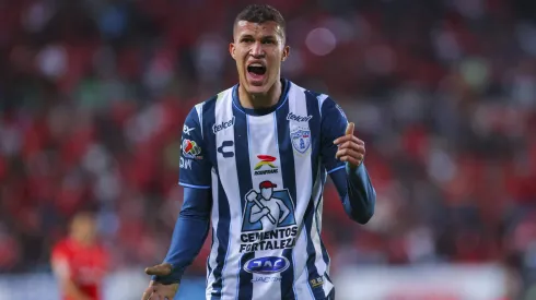 Nelson Deossa of Pachuca reacts during the 13th round match between Pachuca and Toluca as part of the Torneo Clausura 2024 Liga MX at Hidalgo Stadium on March 30, 2024 in Pachuca, Mexico.
