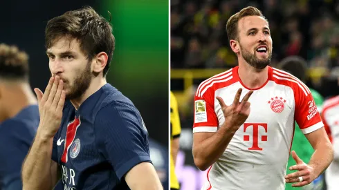 Foto 1: Carl Recine/Getty Images /Foto 2: Stuart Franklin/Getty Images – Kvaratskhelia, do PSG, e Harry Kane, do Bayern de Munique.
