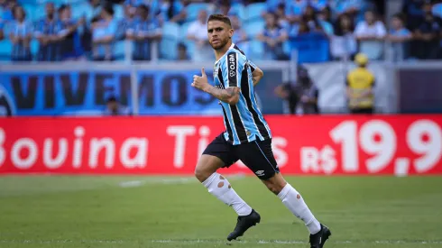 Cuellar jogador do Gremio durante partida contra o Sao Luiz-RS no estadio Arena do Gremio pelo campeonato Gaucho 2025.