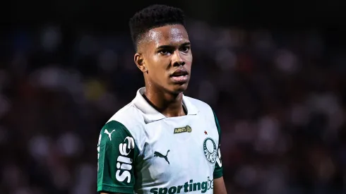 Estevao jogador do Palmeiras durante partida contra o Bragantino no estadio Cicero De Souza Marques pelo campeonato Brasileiro A 2025. Foto: Fabio Giannelli/AGIF