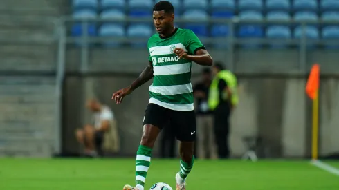 Matheus Reis of Sporting CP in action during the Pre-Season Friendly match between Sporting CP and KRC Genk at Estadio Algarve on July 19, 2023 in Faro, Portugal.