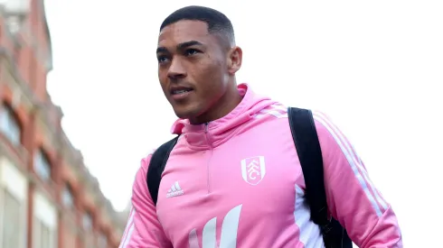Carlos Vinicius of Fulham arrives prior to kick off of the Premier League match between Fulham FC and Manchester United at Craven Cottage on November 13, 2022 in London, England.