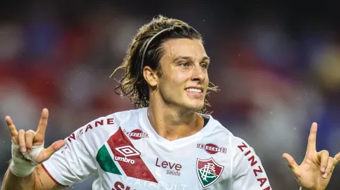 Cannobio jogador do Fluminense comemora seu gol durante partida contra o Aguia de Maraba no estadio Mangueirao pelo campeonato Copa Do Brasil 2025. Foto: Fernando Torres/AGIF