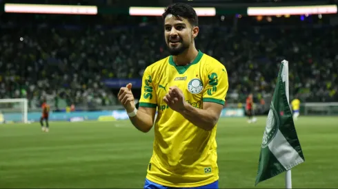 SP – SAO PAULO – 25/08/2025 – BRASILEIRO A 2025, PALMEIRAS X SPORT – Flaco Lopez jogador do Palmeiras comemora seu gol durante a partida contra o Sport no Allianz Parque em Sao Paulo (SP), pelo campeonato Brasileiro A 2025. Foto: Marlon Costa/AGIF