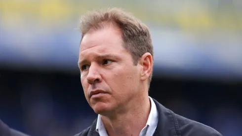 BUENOS AIRES, ARGENTINA – SEPTEMBER 11: President of River Plate Jorge Brito looks on prior to a match between Boca Juniors and River Plate as part of Liga Profesional 2022 at Estadio Alberto J. Armando on September 11, 2022 in Buenos Aires, Argentina. (Photo by Daniel Jayo/Getty Images)