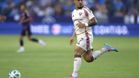 CARSON, CALIFORNIA – JULY 12: João Peglow #7 of D.C. United chases a pass during a 2-1 Los Angeles Galaxy win over D.C. United at Dignity Health Sports Park on July 12, 2025 in Carson, California. (Photo by Harry How/Getty Images)