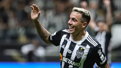 MG – BELO HORIZONTE – 07/08/2024 – COPA DO BRASIL 2024, ATLETICO-MG X CRB – Saravia jogador do Atletico-MG comemora seu gol durante partida contra o CRB no estadio Arena MRV pelo campeonato Copa Do Brasil 2024. Foto: Gilson Lobo/AGIF