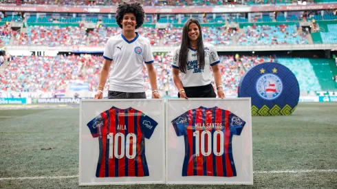 Zagueiras do Bahia recebem homenagem por completar 100 jogos pelo clube (Foto: Reprodução/Bahia/X)