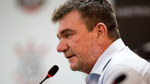 Presidente Andres Sanchez do Corinthians durante coletiva de imprensa antes do treino da equipe no CT Joaquim Grava Foto: Daniel Vorley/AGIF