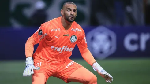Weverton goleiro do Palmeiras durante partida contra o Independiente del Valle no estadio Arena Allianz Parque pelo campeonato Copa Libertadores 2024.