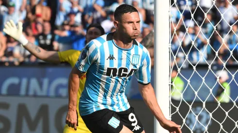 Adrián Martínez of Racing Club celebrates after scoring the team's second goal during the Copa CONMEBOL Sudamericana 2024 Final between Racing Club and Cruzeiro at Estadio General Pablo Rojas – La Nueva Olla on November 23, 2024 in Asuncion, Paraguay.