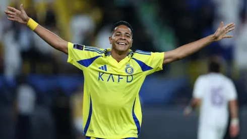 RIYADH, SAUDI ARABIA – NOVEMBER 05: Wesley of Al-Nassr celebrates scoring their fourth goal during the AFC Champions League Elite match between Al-Nassr FC and Al Ain FC at Al-Awaal Park on November 05, 2024 in Riyadh, Saudi Arabia. (Photo by Abdullah Ahmed/Getty Images)
