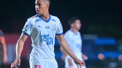 Tiago, jogador do Bahia durante partida contra o Vitoria no estadio Barradao pelo campeonato Brasileiro A 2025. Foto: Walmir Cirne/AGIF