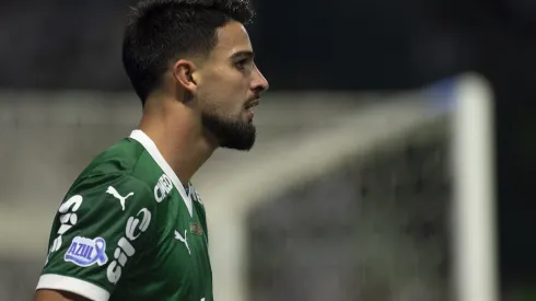 Flaco Lopez jogador do Palmeiras durante partida contra o Santos no estadio Arena Allianz Parque pelo campeonato Brasileiro A 2025. Foto: Anderson Romao/AGIF
