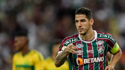 Nino jogador do Fluminense comemora seu gol durante partida contra o Cuiaba no estadio Maracana pelo campeonato BRASILEIRO A 2023.