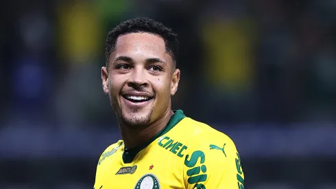 Vitor Roque jogador do Palmeiras durante partida contra o Fluminense no estadio Arena Allianz Parque pelo campeonato Brasileiro A 2025. Foto: Ettore Chiereguini/AGIF
