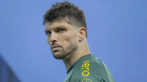 Tiago Volpi jogador do Gremio durante partida contra o Cruzeiro no estadio Arena do Gremio pelo campeonato Brasileiro A 2025.