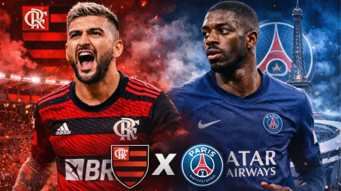 Flamengo x PSG se enfrentam na decisão da Copa Intercontinental FIFA 2025. Foto: gerada por Inteligência Artificial