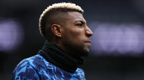 Emerson Royal of Tottenham Hotspur warms up prior to the Premier League match between Tottenham Hotspur and Newcastle United at Tottenham Hotspur Stadium on April 03, 2022 in London, England.