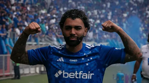 Gabigol durante sua apresentacao oficial como jogador do Cruzeiro em coletiva de imprensa realizada no Mineirao. Foto: Fernando Moreno/AGIF