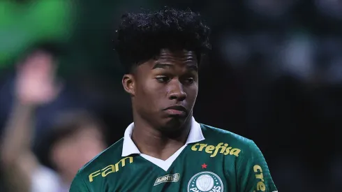 Endrick pelo Palmeiras durante partida contra o San Lorenzo no estadio Arena Allianz Parque pelo campeonato Copa Libertadores 2024. Foto: Ettore Chiereguini/AGIF