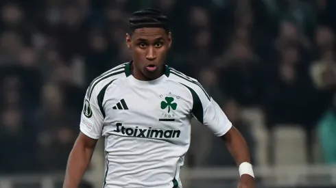 Tetê of Panathinaikos FC run with a ball during the UEFA Conference League 2024/25 League Phase MD6 match between Panathinaikos FC and FC Dinamo-Minsk at on December 19, 2024 in Athens, Greece. (Photo by Milos Bicanski/Getty Images)