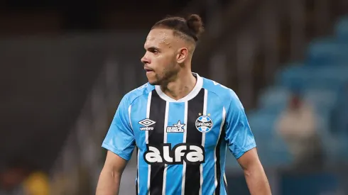 Martin Braithwaite jogador do Gremio durante partida contra o Ceara no estadio Arena do Gremio pelo campeonato Brasileiro A 2025. Foto: Maxi Franzoi/AGIF