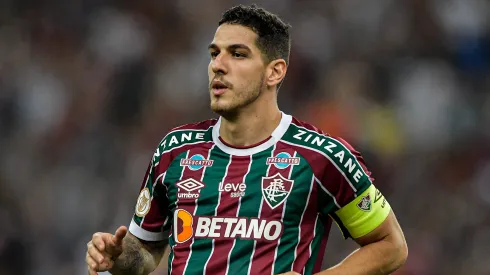 Nino jogador do Fluminense comemora seu gol durante partida contra o Cuiaba no estadio Maracana pelo campeonato BRASILEIRO A 2023.