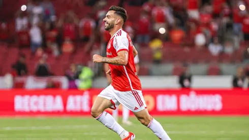 Bruno Henrique jogador do Internacional comemora seu gol durante partida contra o Fluminense no estadio Beira-Rio pelo campeonato Brasileiro A 2024. Foto: Maxi Franzoi/AGIF