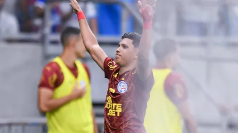 Erick Pulga jogador do Bahia comemora seu gol durante partida contra o Vasco no estadio Arena Fonte Nova pelo campeonato Brasileiro A 2025. Foto: Jhony Pinho/AGIF