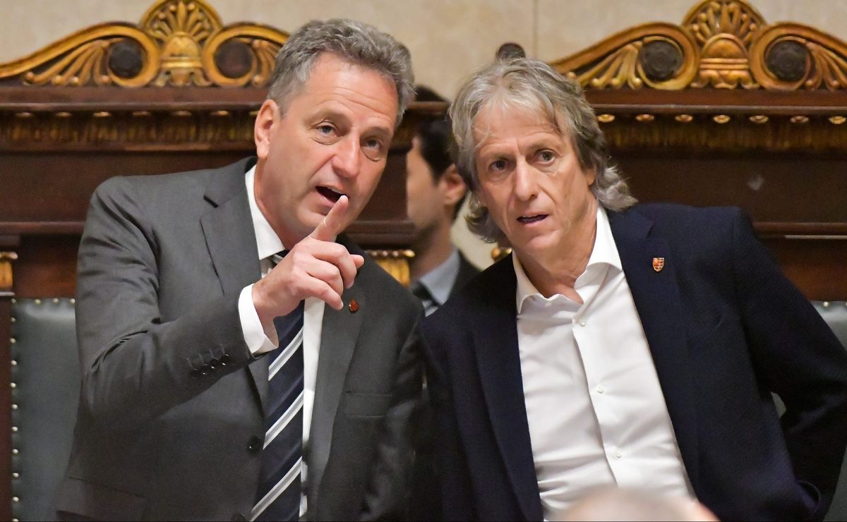 Rodolfo Landim, presidente do Flamengo, compara situação curiosa entre Filipe Luís e Jorge Jesus