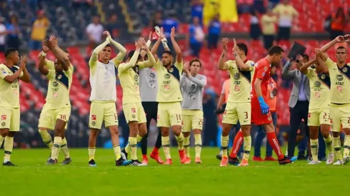 Jugadores de América en el Estadio Azteca.
