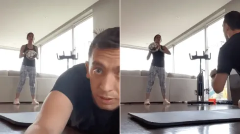 Marchesín se queda en casa y entrena junto a su pareja.