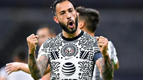 Emanuel Aguilera en el festejo del primer gol de América ante Juárez.