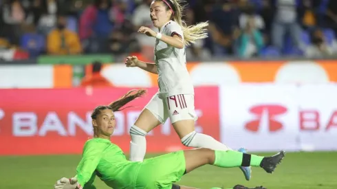 Katty Martínez en el partido México vs Surinam Femenil de febrero 2022