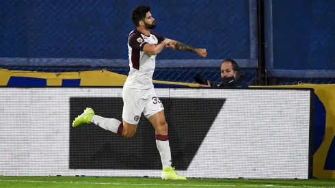 Nicolás Orsini festejando un gol ante Boca Juniors.