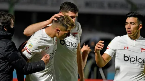 El festejo de los jugadores de Estudiantes.