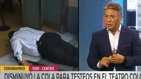 VIDEO | Un movilero de Canal 9 se desplomó en plena salida al aire