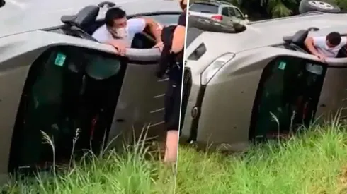 VIDEO | El Pulga Rodríguez ayudó a una mujer a salir de su coche tras un accidente