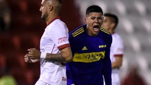 Marcos Rojo celebra su gol en el último Boca – Huracán (Foto: Getty).