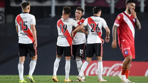 Celebración de uno de los tantos en el último River vs. Argentinos (Foto: Getty).