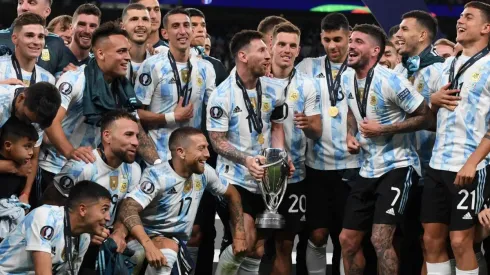 La Selección Argentina festejando la Finalissima.