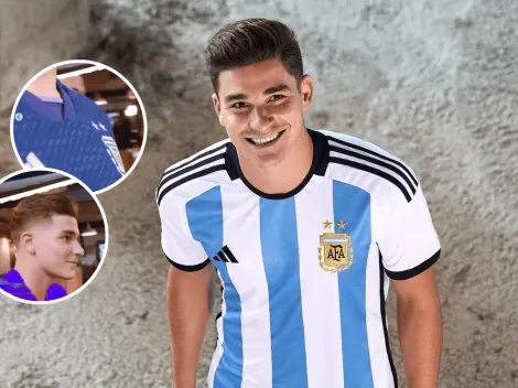 ¡Inédita! Julián Álvarez lució la camiseta suplente de la Selección Argentina para el Mundial